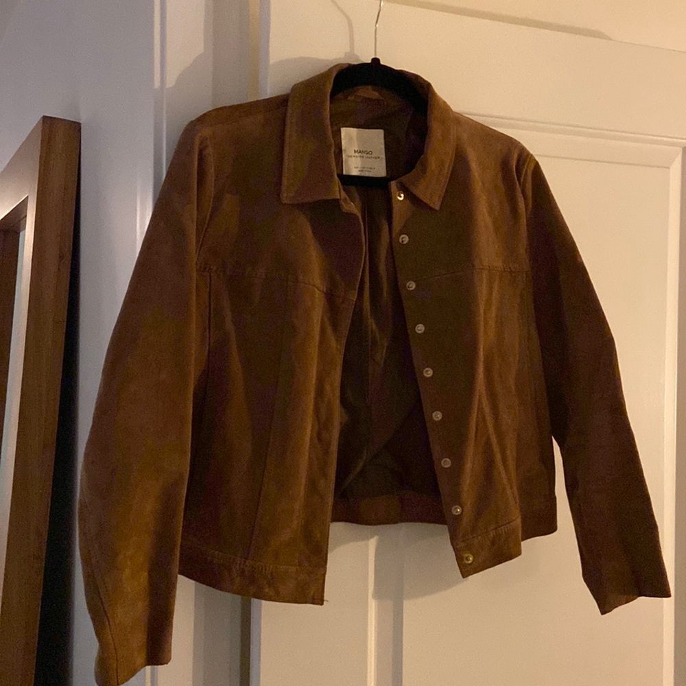 Mango real leather tan suede jacket